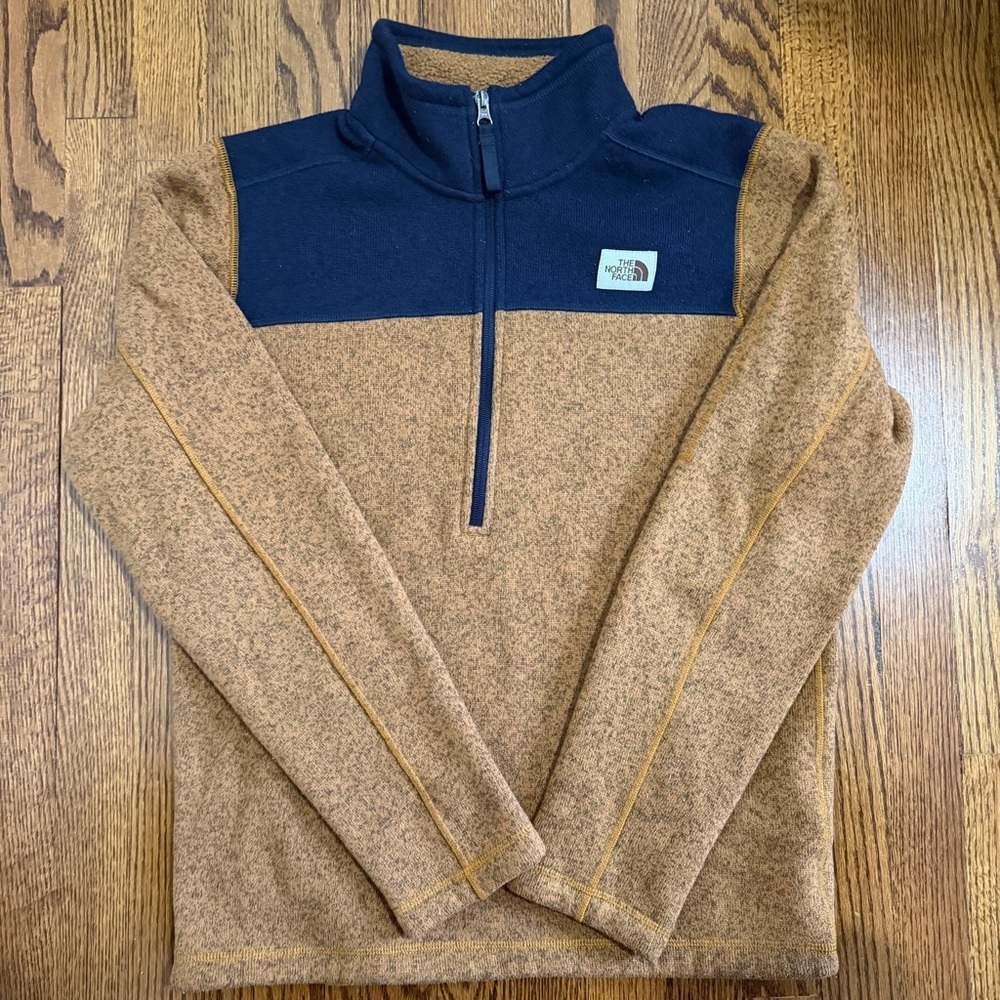 The North Face Half Zip Navy Mustard Brown Size Small